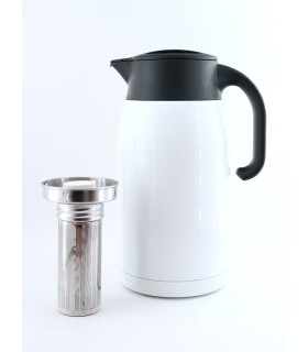 Stainless Steel Vacuum Tea & Coffee Pot with S/S - Pearl White (1.5 L)